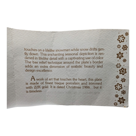 Vintage Avon Porcelain "A Child's Christmas" 22k Gold Trim 1986 Christmas Plate - Picture 8 of 8